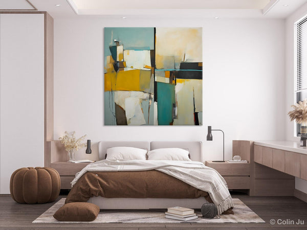 Abstract Painting for Bedroom, Original Modern Wall Art Paintings, Geometric Modern Acrylic Paintings, Oversized Contemporary Canvas Art-Silvia Home Craft
