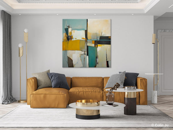 Abstract Painting for Bedroom, Original Modern Wall Art Paintings, Geometric Modern Acrylic Paintings, Oversized Contemporary Canvas Art-Silvia Home Craft