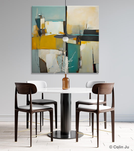 Abstract Painting for Bedroom, Original Modern Wall Art Paintings, Geometric Modern Acrylic Paintings, Oversized Contemporary Canvas Art-Silvia Home Craft