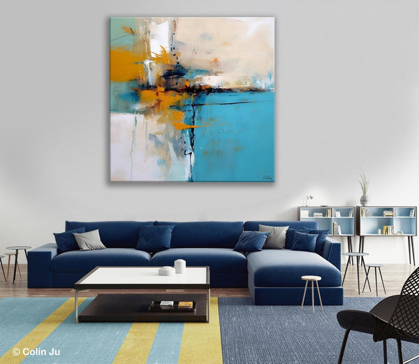 Large Abstract Art for Bedroom, Modern Canvas Paintings, Original Abstract Wall Art, Geometric Modern Acrylic Art, Contemporary Canvas Art-Silvia Home Craft