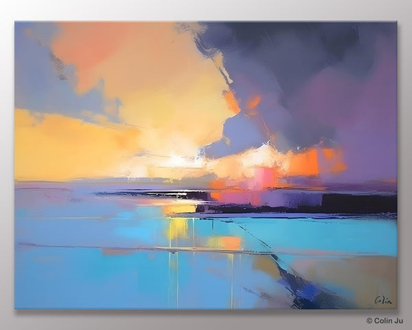 Extra Large Modern Wall Art Paintings, Acrylic Painting on Canvas, Landscape Paintings for Living Room, Original Landscape Abstract Painting-Silvia Home Craft