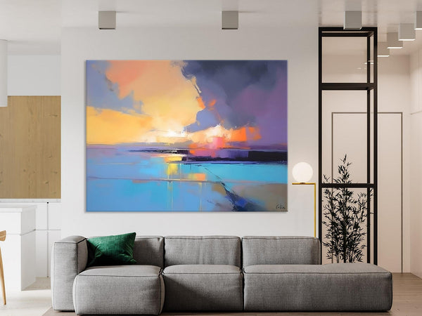 Extra Large Modern Wall Art Paintings, Acrylic Painting on Canvas, Landscape Paintings for Living Room, Original Landscape Abstract Painting-Silvia Home Craft