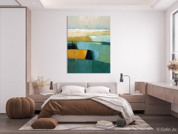 Large Geometric Abstract Painting, Landscape Canvas Paintings for Bedroom, Acrylic Painting on Canvas, Original Landscape Abstract Painting-Silvia Home Craft