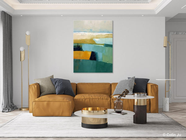 Large Geometric Abstract Painting, Landscape Canvas Paintings for Bedroom, Acrylic Painting on Canvas, Original Landscape Abstract Painting-Silvia Home Craft