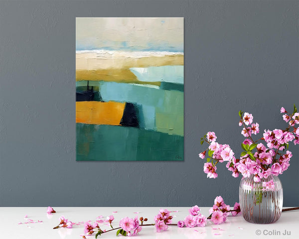 Large Geometric Abstract Painting, Landscape Canvas Paintings for Bedroom, Acrylic Painting on Canvas, Original Landscape Abstract Painting-Silvia Home Craft
