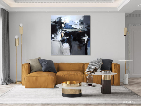 Original Modern Wall Art on Canvas, Black Contemporary Canvas Art, Modern Acrylic Artwork for Sale, Large Abstract Painting for Bedroom-Silvia Home Craft