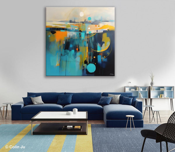 Extra Large Abstract Painting for Living Room, Acrylic Canvas Paintings, Original Modern Wall Art, Oversized Contemporary Acrylic Paintings-Silvia Home Craft