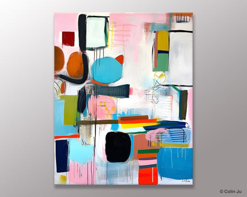 Original Acrylic Wall Art, Oversized Contemporary Acrylic Paintings, Abstract Canvas Paintings, Extra Large Canvas Painting for Living Room-Silvia Home Craft