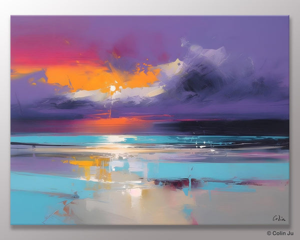 Abstract Landscape Paintings, Modern Abstract Wall Art, Extra Large Canvas Painting for Dining Room, Original Canvas Wall Art Paintings-Silvia Home Craft
