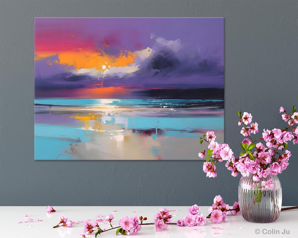Abstract Landscape Paintings, Modern Abstract Wall Art, Extra Large Canvas Painting for Dining Room, Original Canvas Wall Art Paintings-Silvia Home Craft