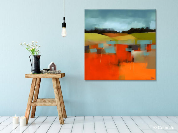 Original Landscape Wall Art Paintings, Oversized Modern Canvas Paintings, Modern Acrylic Artwork, Large Abstract Painting for Dining Room-Silvia Home Craft