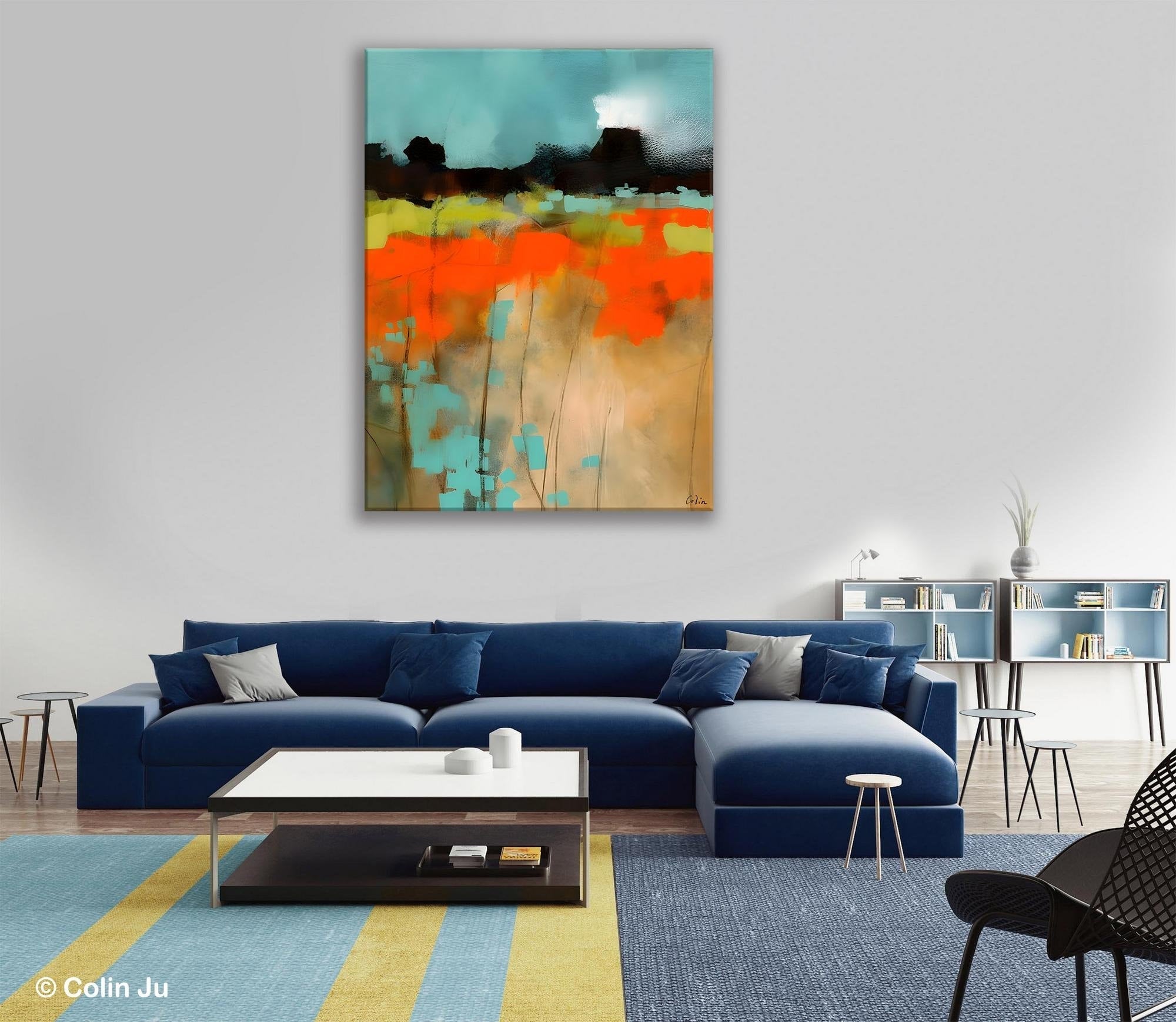 Modern Abstract Wall Art, Extra Large Canvas Painting for Dining Room, Original Canvas Wall Art Paintings, Abstract Landscape Paintings-Silvia Home Craft