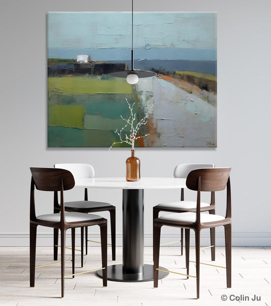 Heavy Texture Canvas Art, Abstract Landscape Paintings, Extra Large Canvas Painting for Living Room, Large Original Abstract Wall Art-Silvia Home Craft