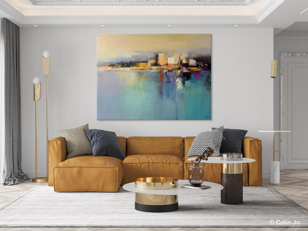 Abstract Landscape Paintings, Palette Knife Canvas Art, Extra Large Canvas Painting for Dining Room, Original Canvas Wall Art Paintings-Silvia Home Craft