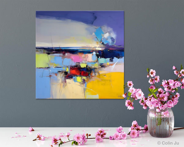 Landscape Abstract Paintings, Original Canvas Wall Art Paintings, Modern Canvas Painting for Dining Room, Acrylic Painting on Canvas-Silvia Home Craft