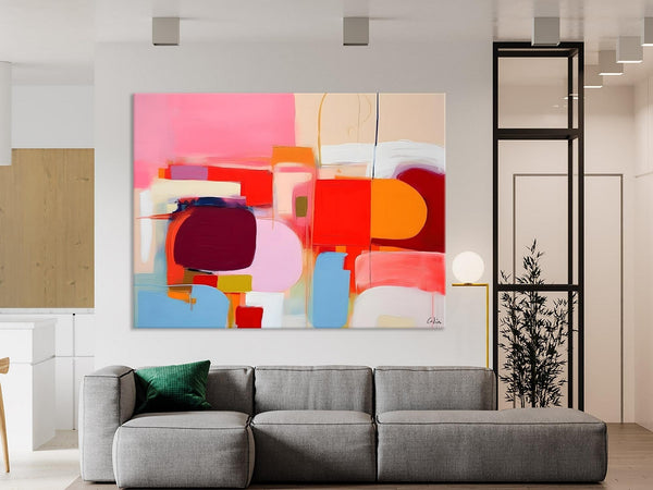 Extra Large Canvas Paintings, Original Abstract Art, Modern Wall Art Ideas for Dining Room, Impasto Painting, Contemporary Acrylic Paintings-Silvia Home Craft