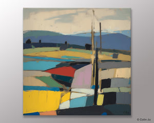 Original Landscape Wall Art Paintings, Abstract Wall Art Painting for Living Room, Landscape Canvas Paintings, Acrylic Painting on Canvas-Silvia Home Craft