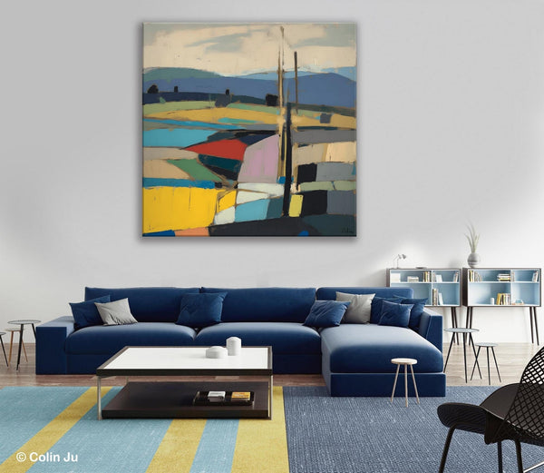 Original Landscape Wall Art Paintings, Abstract Wall Art Painting for Living Room, Landscape Canvas Paintings, Acrylic Painting on Canvas-Silvia Home Craft