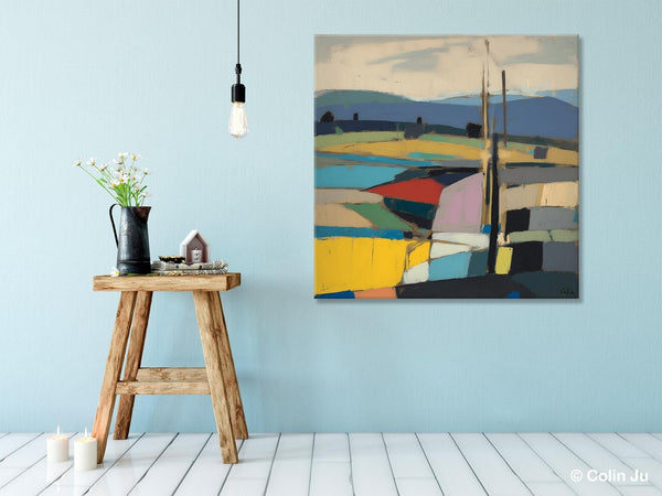 Original Landscape Wall Art Paintings, Abstract Wall Art Painting for Living Room, Landscape Canvas Paintings, Acrylic Painting on Canvas-Silvia Home Craft