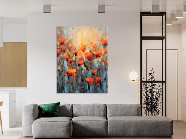 Flower Abstract Painting, Heavy Texture Wall Art, Acrylic Painting on Canvas, Canvas Painting Ideas for Dining Room, Original Abstract Art-Silvia Home Craft