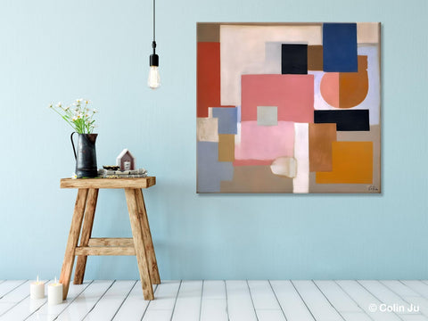 Geometric Abstract Art, Original Abstract Wall Art, Contemporary Acrylic Paintings, Hand Painted Canvas Art, Large Abstract Art for Bedroom-Silvia Home Craft