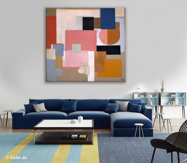 Geometric Abstract Art, Original Abstract Wall Art, Contemporary Acrylic Paintings, Hand Painted Canvas Art, Large Abstract Art for Bedroom-Silvia Home Craft