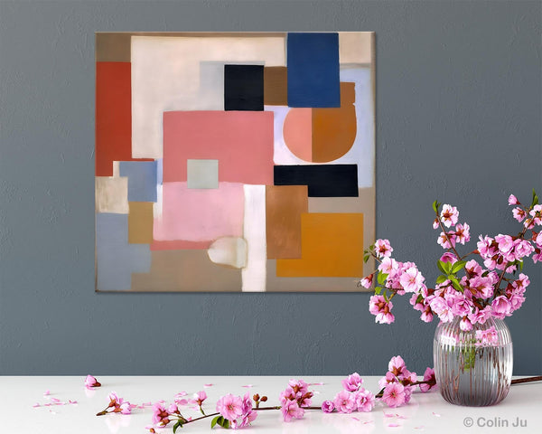 Geometric Abstract Art, Original Abstract Wall Art, Contemporary Acrylic Paintings, Hand Painted Canvas Art, Large Abstract Art for Bedroom-Silvia Home Craft