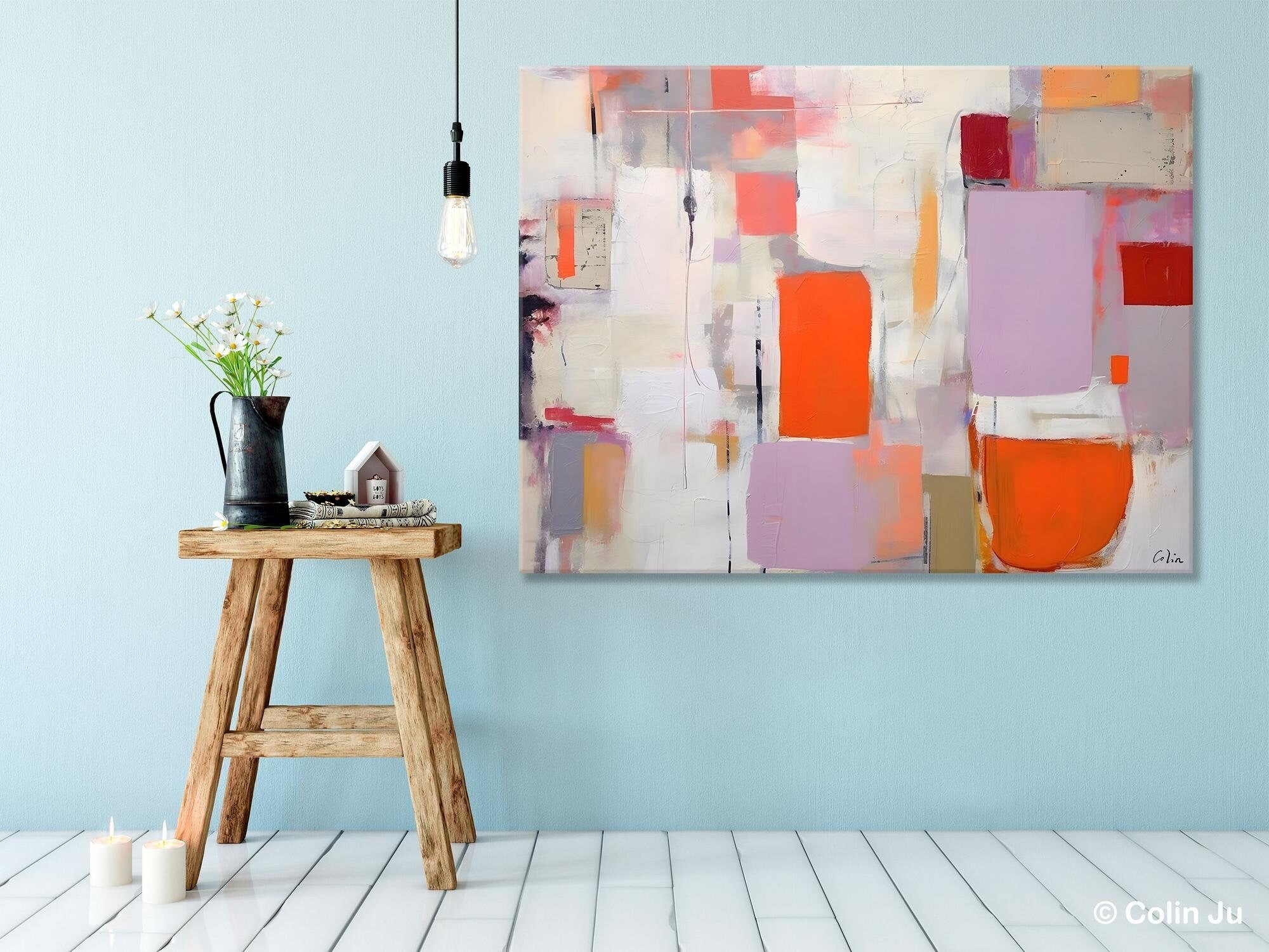 Large Wall Art Ideas for Bedroom, Hand Painted Canvas Art, Oversized Canvas Paintings, Original Abstract Art, Contemporary Acrylic Artwork-Silvia Home Craft