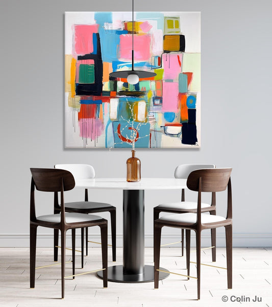 Contemporary Canvas Art, Original Modern Wall Art, Modern Canvas Paintings, Modern Acrylic Artwork, Large Abstract Painting for Dining Room-Silvia Home Craft