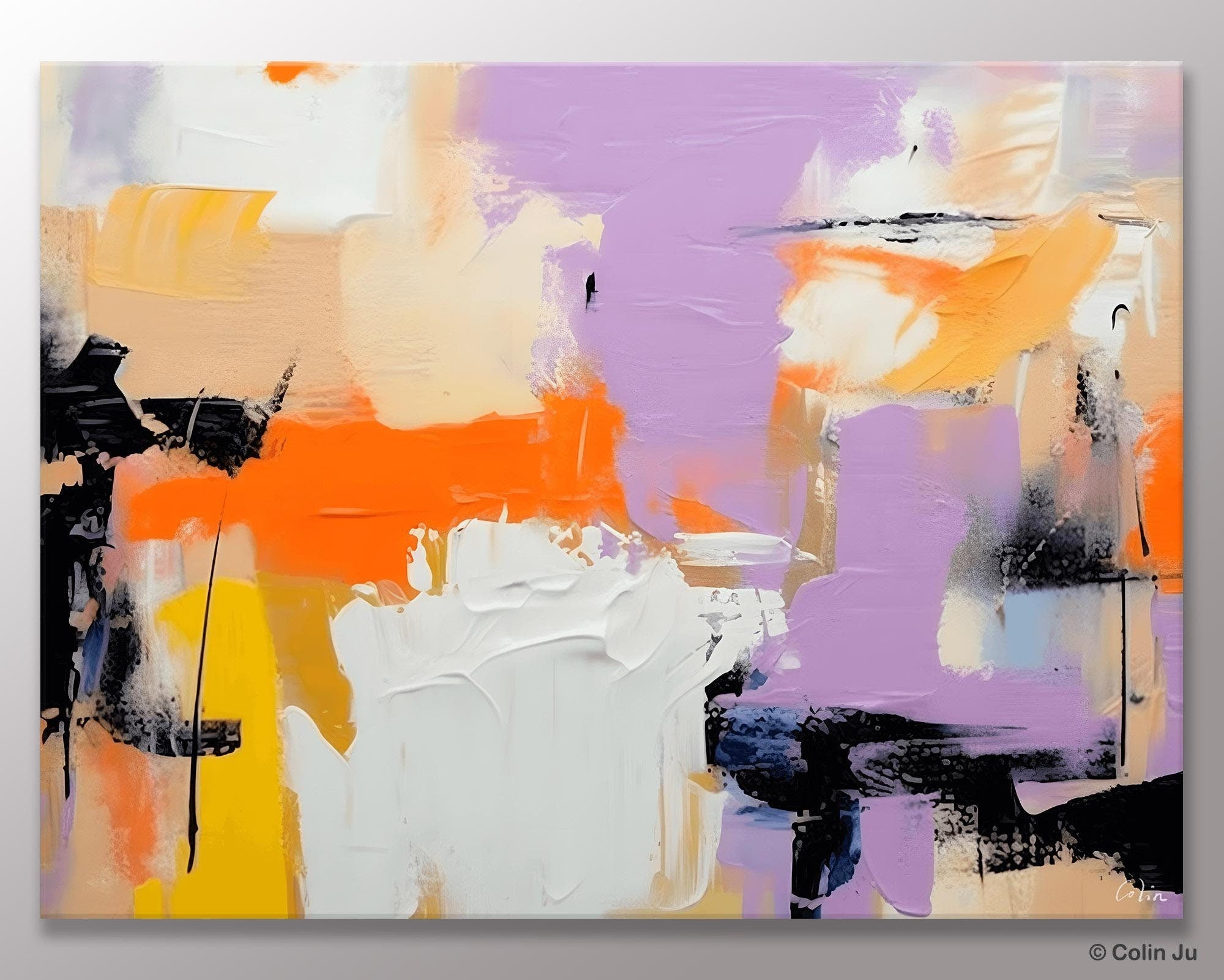 Modern Acrylic Painting on Canvas, Contemporary Wall Art Paintings, Extra Large Original Art for Dining Room, Hand Painted Canvas Artwork-Silvia Home Craft