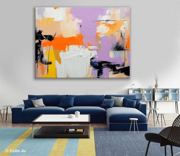 Modern Acrylic Painting on Canvas, Contemporary Wall Art Paintings, Extra Large Original Art for Dining Room, Hand Painted Canvas Artwork-Silvia Home Craft