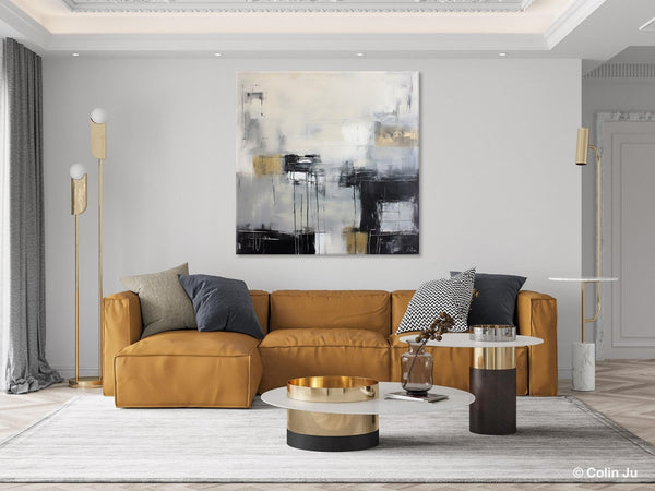 Modern Acrylic Artwork, Contemporary Canvas Artwork, Original Modern Wall Art, Black Canvas Paintings, Large Abstract Painting for Bedroom-Silvia Home Craft