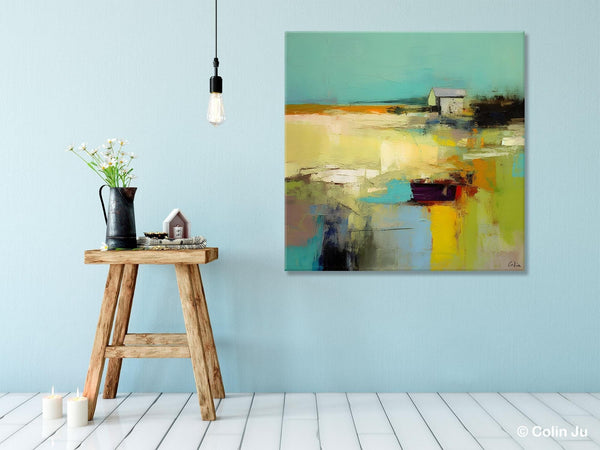 Landscape Canvas Paintings, Original Landscape Paintings, Abstract Wall Art Painting for Living Room, Oversized Acrylic Painting on Canvas-Silvia Home Craft