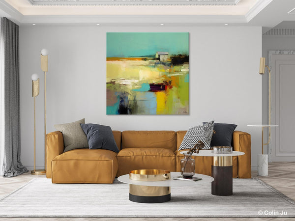 Landscape Canvas Paintings, Original Landscape Paintings, Abstract Wall Art Painting for Living Room, Oversized Acrylic Painting on Canvas-Silvia Home Craft