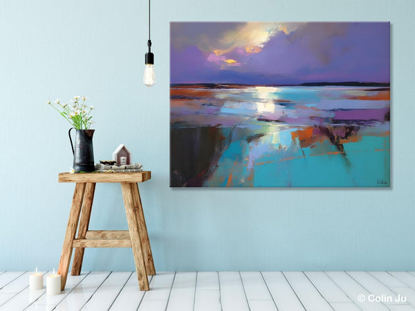 Abstract Landscape Painting on Canvas, Large Paintings for Bedroom, Oversized Contemporary Wall Art Paintings, Extra Large Original Artwork-Silvia Home Craft