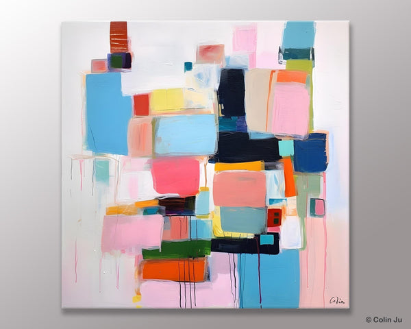 Modern Canvas Paintings, Large Abstract Art for Bedroom, Original Abstract Wall Art, Simple Modern Acrylic Artwork, Contemporary Canvas Art-Silvia Home Craft