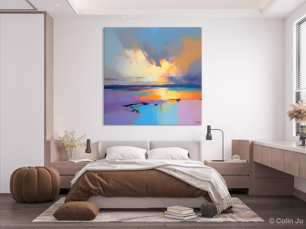 Sunrise Landscape Acrylic Art, Landscape Canvas Art, Original Abstract Art, Hand Painted Canvas Art, Large Abstract Painting for Living Room-Silvia Home Craft