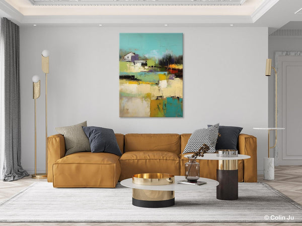 Landscape Canvas Paintings for Dining Room, Extra Large Modern Wall Art, Acrylic Painting on Canvas, Original Landscape Abstract Painting-Silvia Home Craft