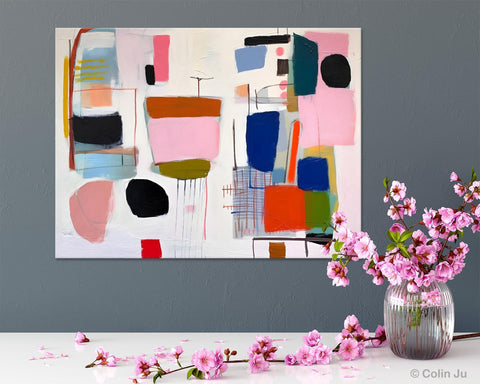 Contemporary Acrylic Painting on Canvas, Original Canvas Art, Large Wall Art Painting for Bedroom, Oversized Modern Abstract Wall Paintings-Silvia Home Craft
