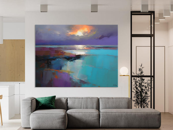 Original Landscape Abstract Painting, Landscape Canvas Paintings for Dining Room, Extra Large Modern Wall Art, Acrylic Painting on Canvas-Silvia Home Craft