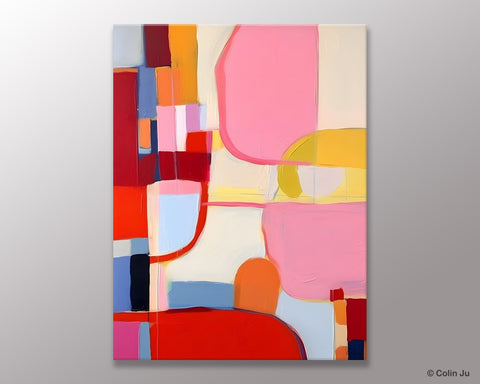 Original Canvas Artwork, Contemporary Acrylic Painting on Canvas, Large Painting for Dining Room, Simple Abstract Art, Wall Art Paintings-Silvia Home Craft