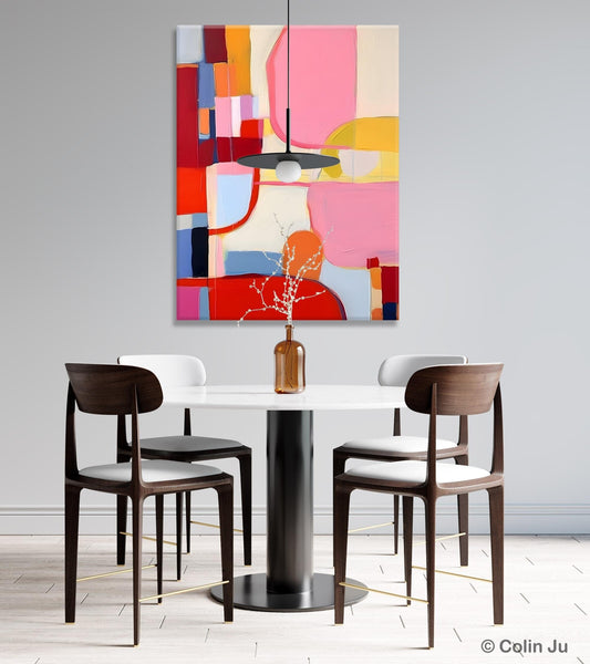 Original Canvas Artwork, Contemporary Acrylic Painting on Canvas, Large Painting for Dining Room, Simple Abstract Art, Wall Art Paintings-Silvia Home Craft