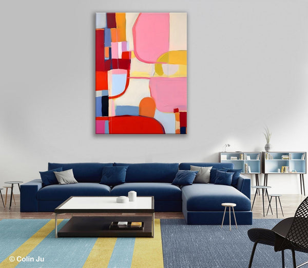Original Canvas Artwork, Contemporary Acrylic Painting on Canvas, Large Painting for Dining Room, Simple Abstract Art, Wall Art Paintings-Silvia Home Craft