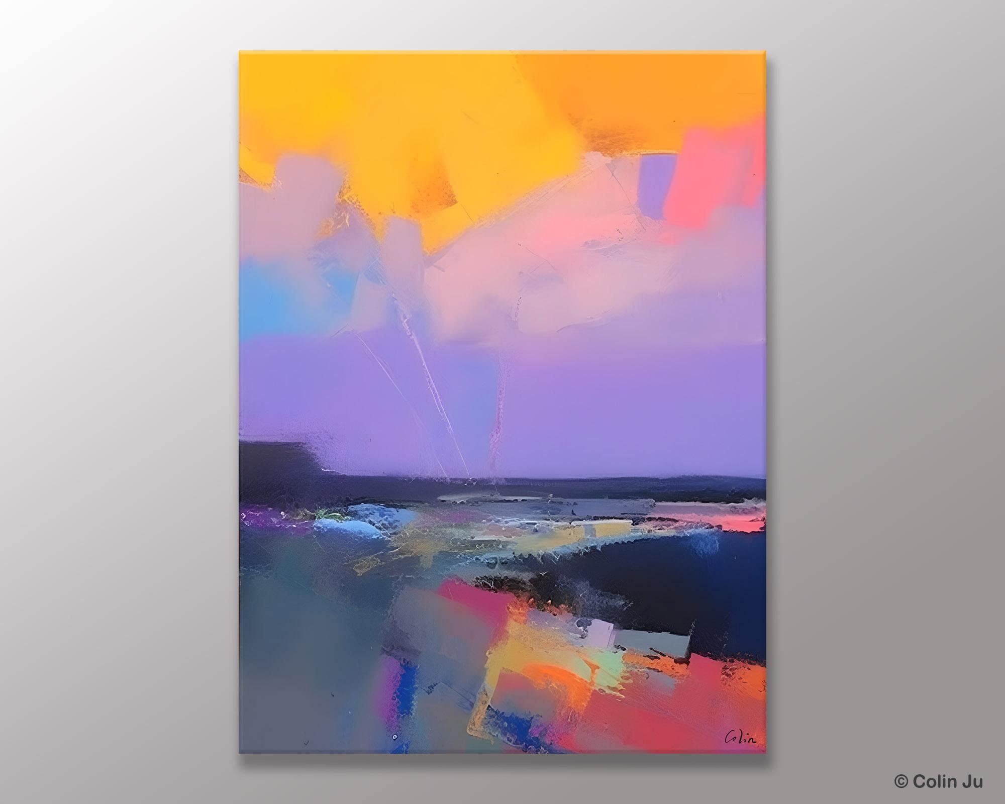 Abstract Landscape Artwork, Contemporary Wall Art Paintings, Extra Large Original Art, Landscape Painting on Canvas, Hand Painted Canvas Art-Silvia Home Craft