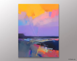Abstract Landscape Artwork, Contemporary Wall Art Paintings, Extra Large Original Art, Landscape Painting on Canvas, Hand Painted Canvas Art-Silvia Home Craft