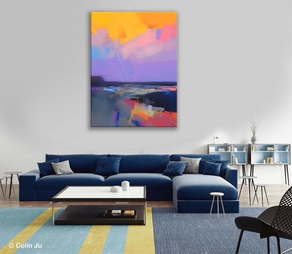 Abstract Landscape Artwork, Contemporary Wall Art Paintings, Extra Large Original Art, Landscape Painting on Canvas, Hand Painted Canvas Art-Silvia Home Craft