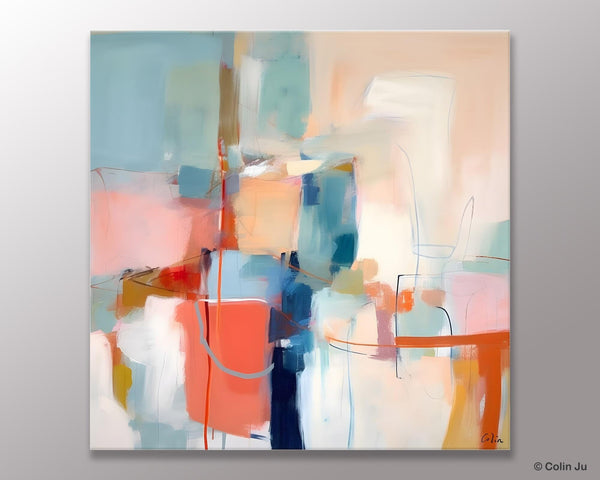 Canvas Paintings, Large Abstract Art for Bedroom, Simple Modern Acrylic Artwork, Modern Original Abstract Wall Art, Contemporary Canvas Art-Silvia Home Craft