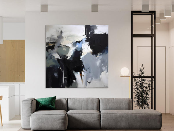 Extra Large Abstract Paintings for Dining Room, Black Modern Art Paintings, Original Modern Acrylic Artwork, Abstract Wall Art for Bedroom-Silvia Home Craft