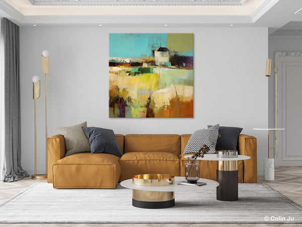 Landscape Canvas Paintings, Landscape Acrylic Art, Original Abstract Art, Hand Painted Canvas Art, Large Landscape Paintings for Living Room-Silvia Home Craft