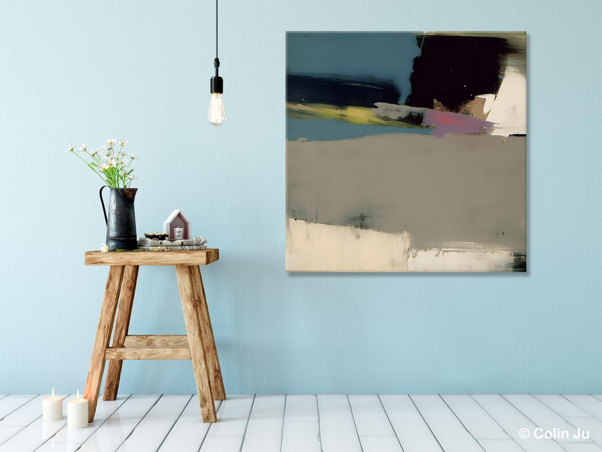 Abstract Wall Art for Bedroom, Original Modern Acrylic Artwork, Modern Canvas Art Paintings, Extra Large Abstract Paintings for Dining Room-Silvia Home Craft